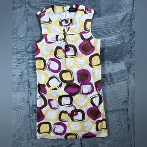 Max and Cleo Retro Mod Abstract Print Shift Dress Button Detail Size 2